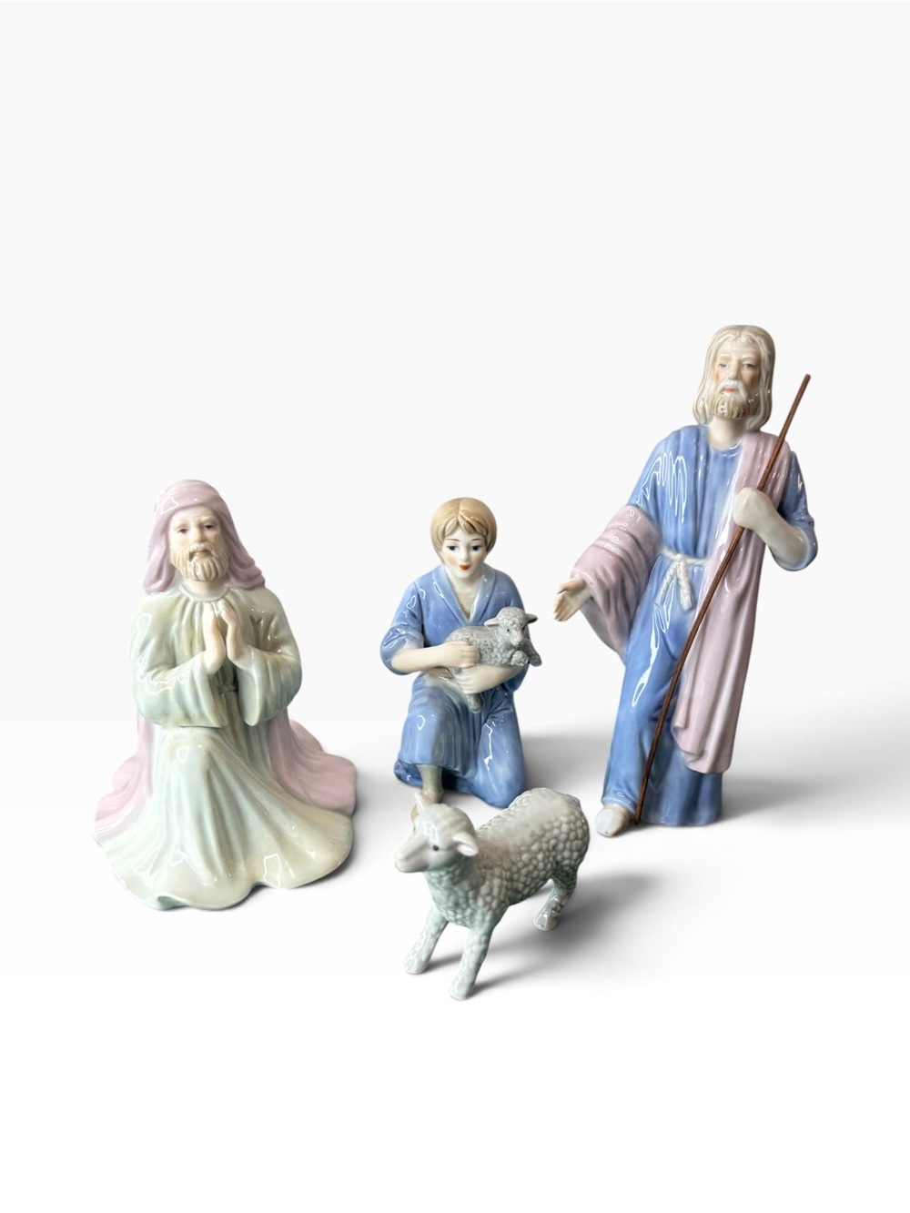 Vintage 1988 Enesco Paul Connolly Pastel Porcelain Nativity Set - 4 Piece